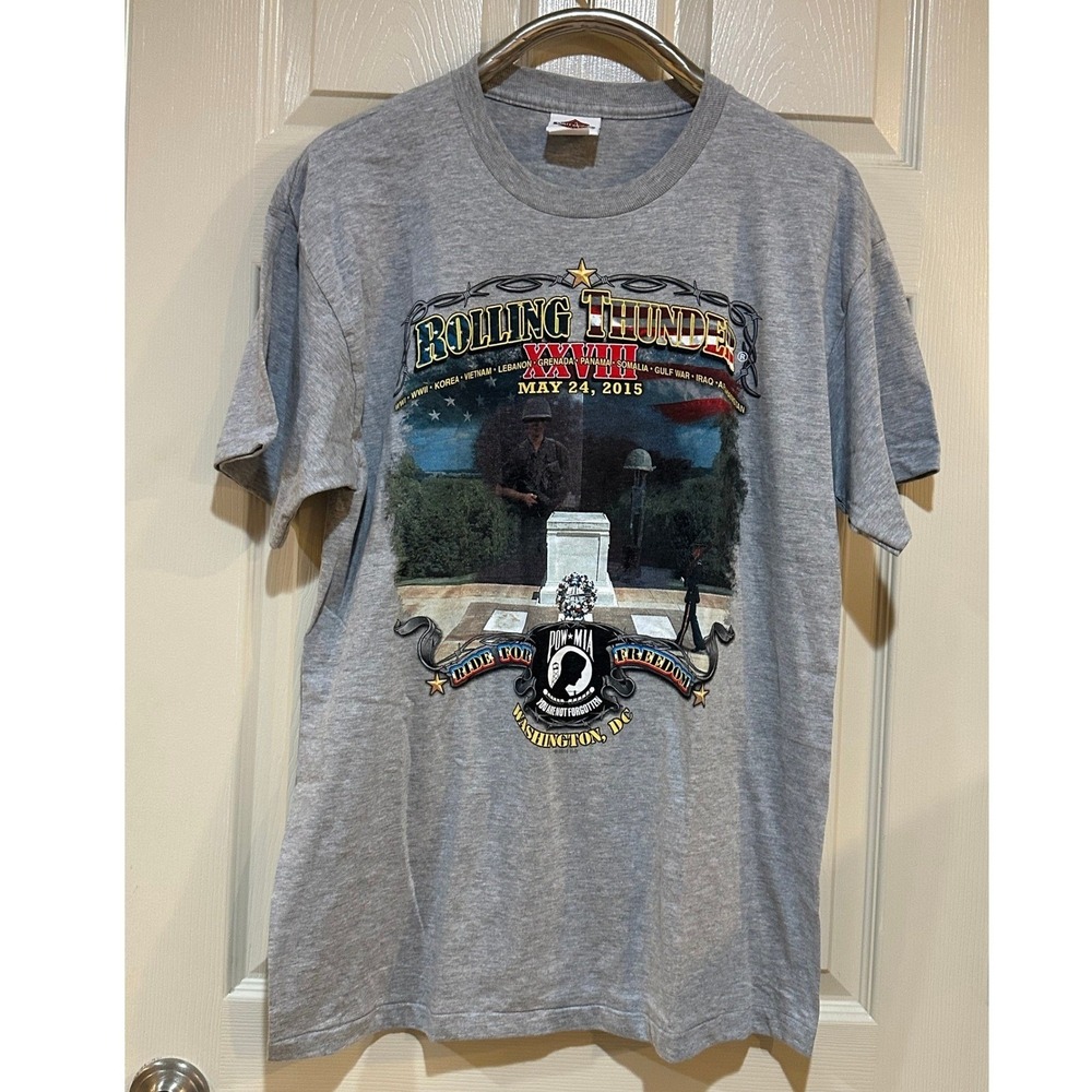 Harley-Davidson Rolling Thunder XXVIII 2015 Washington DC T-Shirt Gray Mens L
